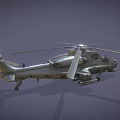 Military Attack Helicopter With Rotor Blades Weapon Systems And Gray Background