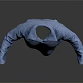 Blue Fleece Sweater With Collar And Loose Sleeves For Casual Outfit
