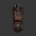 Rusty Modified Car With Roof Mounted Antennas And Worn Exterior Design