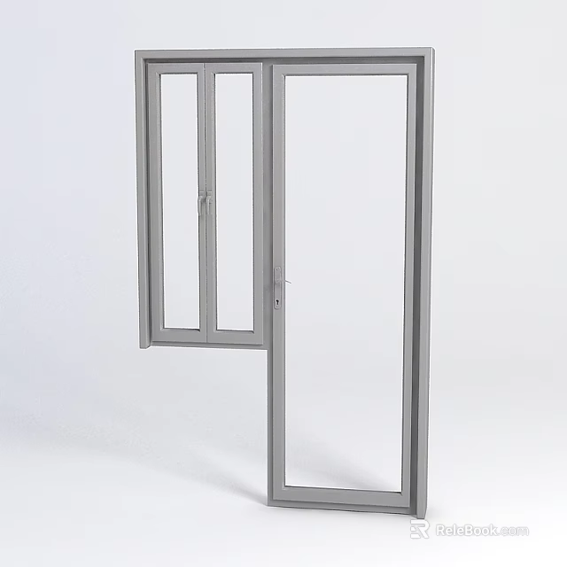 Minimalist Modern Storage Cabinet With Glass Door And Grey Metal Frame Design 3d model 