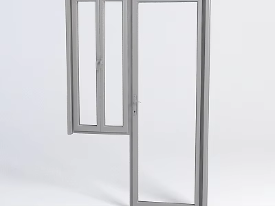 Minimalist Modern Storage Cabinet With Glass Door And Grey Metal Frame Design 3d model