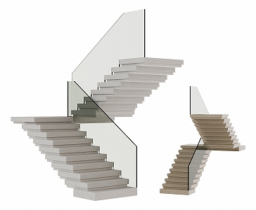 Modern Stair Handrail Stair Glass Stair 3d model