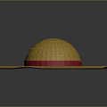 Elegant Yellow Woven Straw Hat With Red Ribbon And Wide Brim Design