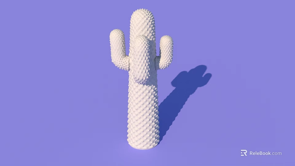 White Cactus Shaped Decorative Ornament Set with Purple Background for Home Decoration 3d model 