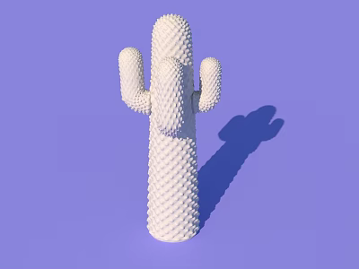 White Cactus Shaped Decorative Ornament Set with Purple Background for Home Decoration 3d model