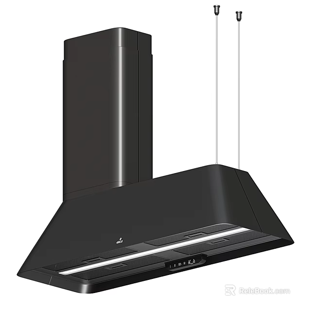 Modern Kitchen Range Hood With Sleek Black Design And LED Lighting 3d model 