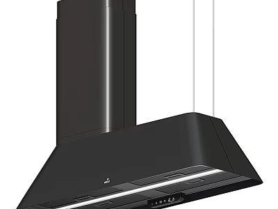 Modern Kitchen Range Hood With Sleek Black Design And LED Lighting 3d model