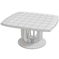 Modern Black Marble Dining Table With White Veins Pattern And Sleek Metal Base Design 3d model