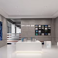 KIN LONG Exhibition Hall Interior With Large Digital Screen And Display Cabinets 3d model