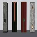 Modern Decorative Pillars Featuring Marble Finish Colorful Panels And Metal Accents