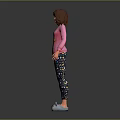 3D Character Wearing Pink Sweatshirt With Gingerbread Man Graphic And Floral Pants White Shoes