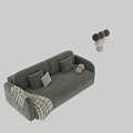 Modern Sofa With Pillows Blanket Decorative Balls And Color Options 3d model