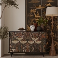 Quiet New Chinese Decorative Cabinet 3d model