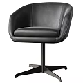 Black Leather Office Chair With Modern Design And Swivel Base For Comfort