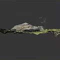 Wood Stone Natural Landscape 3D Model with Green Vegetation and Rock Texture