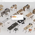 Desk Writing Desk and Chair Combination Office Desk and Chair Computer Desk 3d model