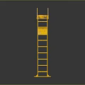 Sturdy Industrial Yellow Ladder With Safety Platform And Steel Rails