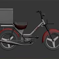 Red and Silver Motorcycle With Rear Cargo Box For Delivery Use