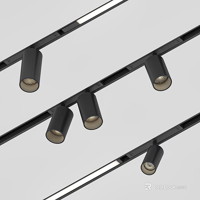 Black Modern Track Spotlights With Sleek Design For Ceiling Lighting Installation 3d model 