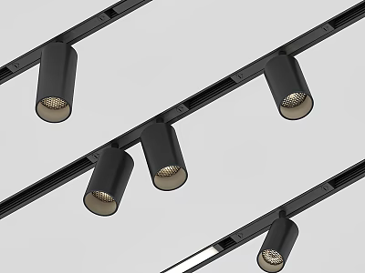 Black Modern Track Spotlights With Sleek Design For Ceiling Lighting Installation 3d model