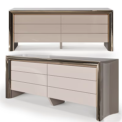 Elegant Modern Entryway Console Cabinet Design With Smooth Beige Drawers And Metal Frame 3d model