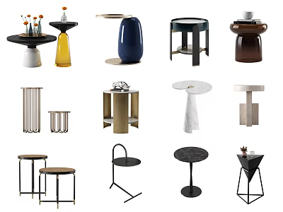 Modern Stylish Side Tables with Various Designs for Living Room Home Decor 3d model