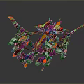 Futuristic Mechanical Structure With Black Red Silver Accents Multiple Wing Shaped Parts