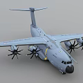 Gray Military Transport Aircraft With Four Propeller Engines Wing Structure And Tail Section 3d model