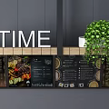 Commercial Equipment for Restaurants with Digital Menu Boards Wooden Display Shelves and Green Plants