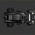 Black Modified Off-Road Truck with Roof Cabin Large Tires Front Spiked Attachments and Top Flag