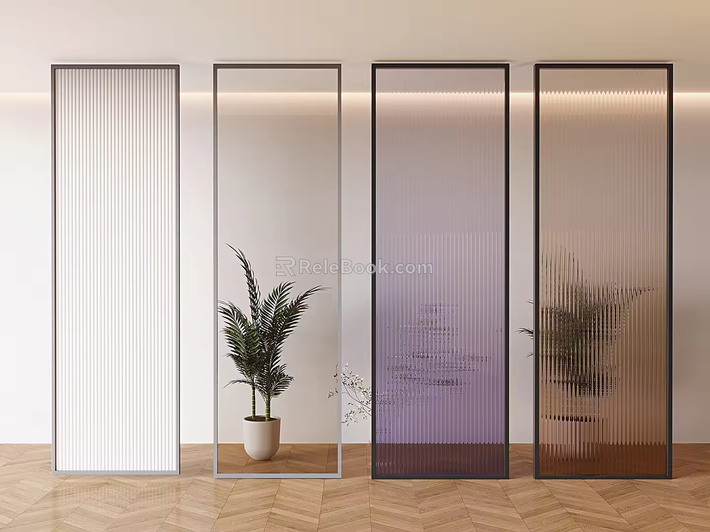 Changhong glass partition glass porch screen rotating partition 3d model
