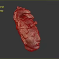 Man Head Sculpture Featuring Intricate Bird Ornament and Artistic Carved Details