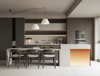 Modern Restaurant Dining Table and Chair Tableware Sideboard Wine Cabinet Single Chair Decorations 3d model