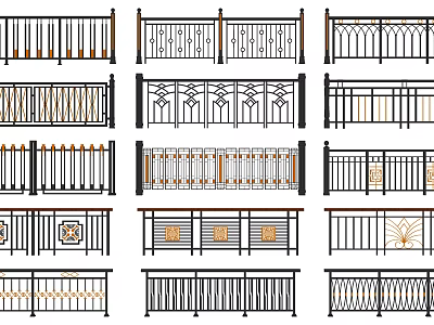Various Decorative Fence Designs With Intricate Patterns And Unique Styles 3d model