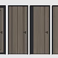 Wooden Hinged Doors With Light Dark Brown Panels And Black Frames Various Designs 3d model