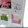 Colorful Exhibition Booth With Wave Shaped Roof Product Display And Pink Elements