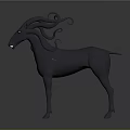 3D Mythical Creatures Sculptures White And Dark With Curved Spiral Horns