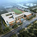 Aerial Planning Of Modern Campus With Academic Buildings Sports Field Roads And Green Landscaping