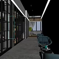 Modern Industrial Style Office Reception Space With Featured Brand Wall And Bright Yellow Lounge Chairs