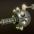 Mechanical Device With Spherical Structure Green Glowing Lights And Metal Components 3d model
