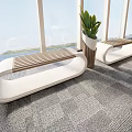 Modern public chair bench combination 3d model