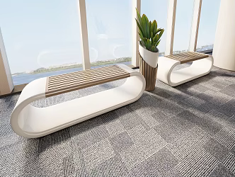 Modern public chair bench combination 3d model