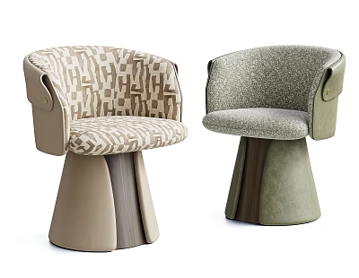 Modern Luxury Upholstered Single Chair With Soft Fabric And Leather Accented Wooden Pedestal Base 3d model