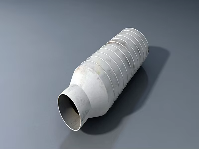 Corrugated Metal Pipe With Old Worn Surface On Gray Background 3d model