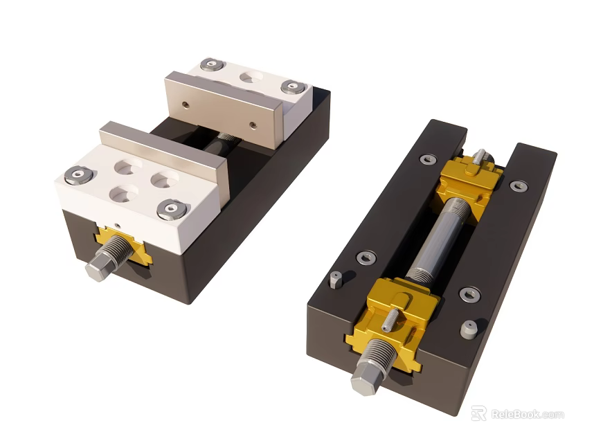 Mechanical Clamps With Metal Structure Yellow Adjustment Parts And Sliding Function 3d model 