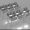 Stainless Steel Kitchen Sinks with Faucets Double Triple Bowl Design and Metal Stands