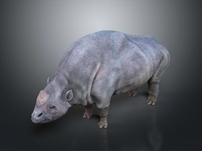 Realistic Gray Rhino 3D Render With Large Body And Detailed Skin Texture 3d model