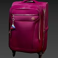 Purple Travel Suitcase With Durable Wheels Zipper And Decorative Luggage Tag