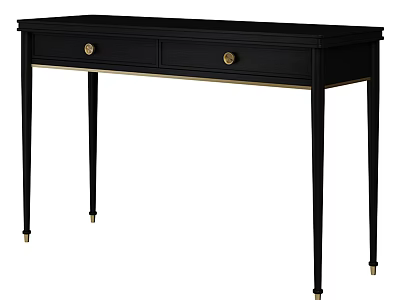 Black Dressing Table With Gold Accents And Drawers For Bedroom Interior Design 3d model