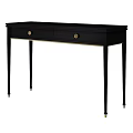 Black Dressing Table With Gold Accents And Drawers For Bedroom Interior Design